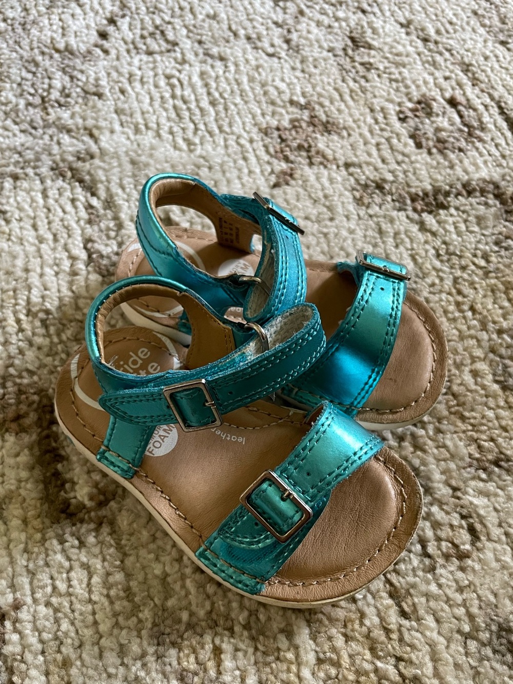 Stride Rite Shimmery Teal Buckle Sandals for Toddlers